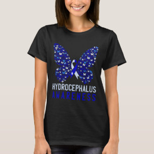 Butterfly Hydrocephalus Awareness Month Blue Ribbo T-Shirt