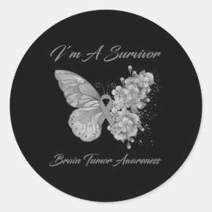 Butterfly I’m A Survivor Brain Tumour Awareness Classic Round Sticker