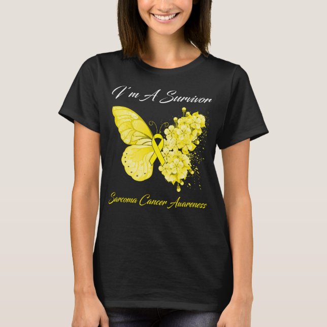 Butterfly I’m A Survivor Sarcoma Cancer Awareness T-Shirt (Front)