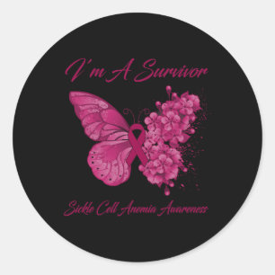 Butterfly I’m A Survivor Sickle Cell Anaemia Aware Classic Round Sticker