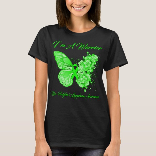 Butterfly I’m A Warrior Non-Hodgkin's Lymphoma  T-Shirt (Front)