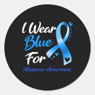 Butterfly I Wear Blue For Alopecia Awareness 2 Classic Round Sticker
