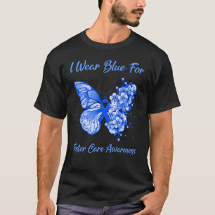 Butterfly I Wear Blue For Foster Care Awareness T-Shirt