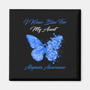 Butterfly I Wear Blue For My Aunt Alopecia Awarene Magnet