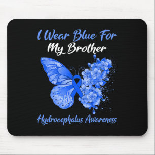 Butterfly I Wear Blue For My Brother Hydrocephalus Mouse Mat