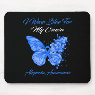 Butterfly I Wear Blue For My Cousin Alopecia Aware Mouse Mat