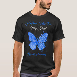 Butterfly I Wear Blue For My Dad Myositis Awarenes T-Shirt