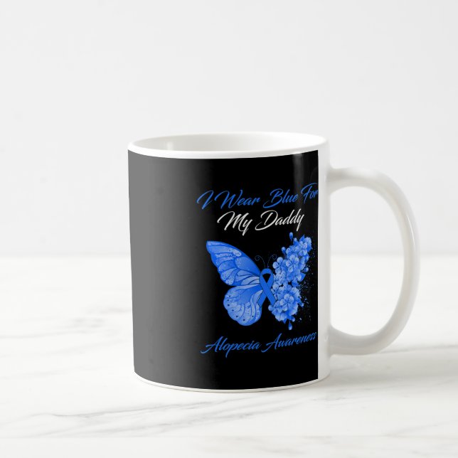 Butterfly I Wear Blue For My Daddy Alopecia Awaren Coffee Mug (Right)