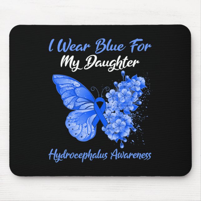 Butterfly I Wear Blue For My Daughter Hydrocephalu Mouse Mat (Front)