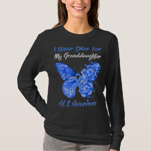 Butterfly I Wear Blue For My Granddaughter Als Awa T-Shirt