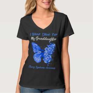 Butterfly I Wear Blue For My Granddaughter Charge  T-Shirt