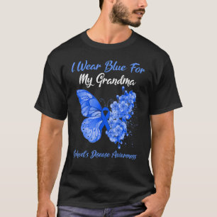 Butterfly I Wear Blue For My Grandma Behcet's Dise T-Shirt