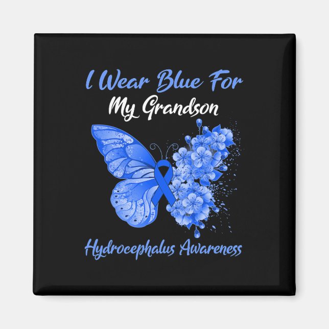 Butterfly I Wear Blue For My Grandson Hydrocephalu Magnet (Front)