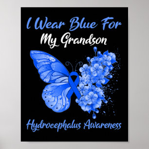 Butterfly I Wear Blue For My Grandson Hydrocephalu Poster