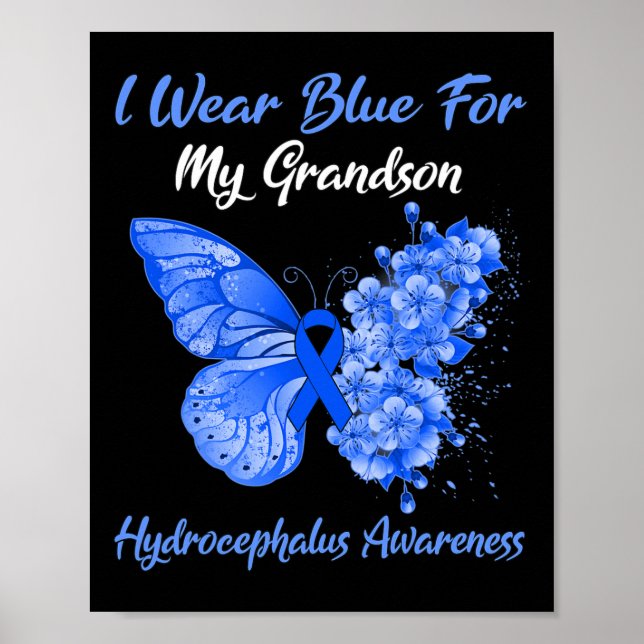 Butterfly I Wear Blue For My Grandson Hydrocephalu Poster (Front)