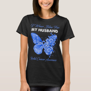 Butterfly I Wear Blue For My Husband Rectal Cancer T-Shirt