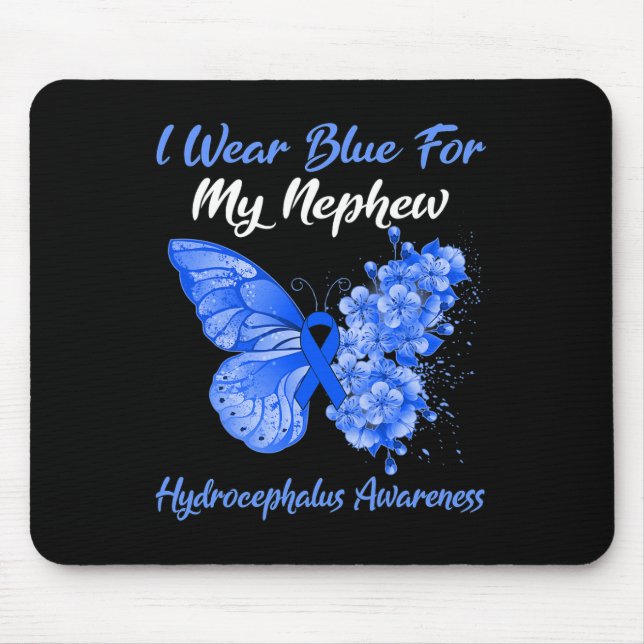 Butterfly I Wear Blue For My Nephew Hydrocephalus  Mouse Mat (Front)