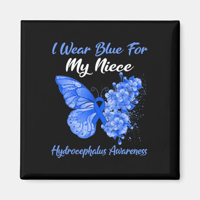 Butterfly I Wear Blue For My Niece Hydrocephalus W Magnet (Front)