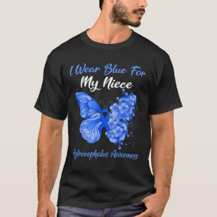 Butterfly I Wear Blue For My Niece Hydrocephalus W T-Shirt