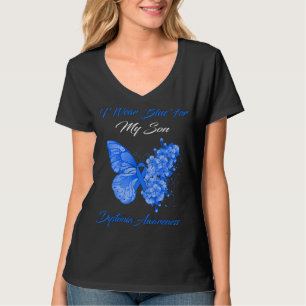Butterfly I Wear Blue For My Son Dystonia Awarenes T-Shirt