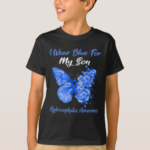 Butterfly I Wear Blue For My Son Hydrocephalus Awa T-Shirt