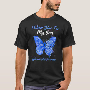 Butterfly I Wear Blue For My Son Hydrocephalus Awa T-Shirt