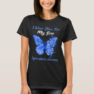 Butterfly I Wear Blue For My Son Hydrocephalus Awa T-Shirt