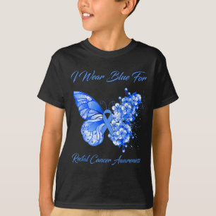 Butterfly i wear blue for rectal cancer awareness T-Shirt