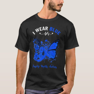 Butterfly I Wear Blue For Transverse Myelitis Awar T-Shirt
