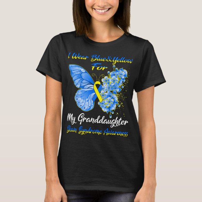 Butterfly I Wear Blue & Yellow For My Granddaughte T-Shirt (Front)