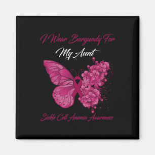 Butterfly I Wear Burgundy For My Aunt Sickle Cell Magnet