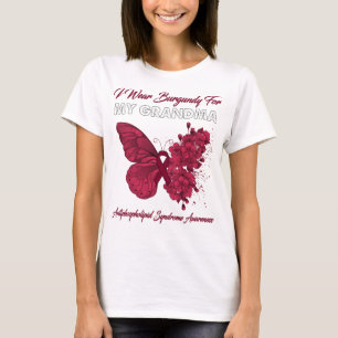 Butterfly I Wear Burgundy For My Grandma Antiphosp T-Shirt
