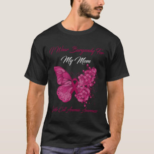 Butterfly I Wear Burgundy For My Mum Sickle Cell A T-Shirt