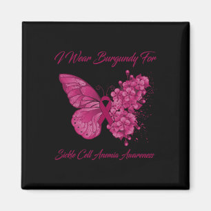 Butterfly I Wear Burgundy For Sickle Cell Anaemia Magnet