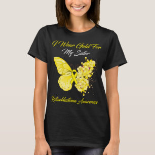 Butterfly I Wear Gold For My Sister Retinoblastoma T-Shirt