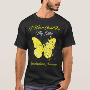 Butterfly I Wear Gold For My Sister Retinoblastoma T-Shirt