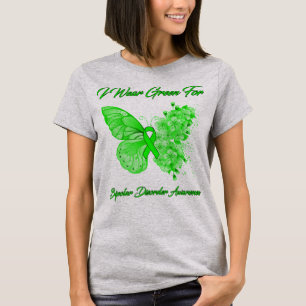 Butterfly I Wear Green For Bipolar Disorder T-Shirt