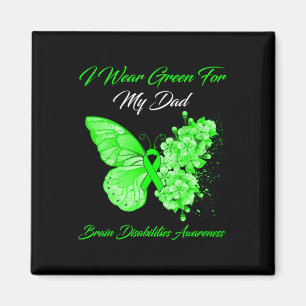Butterfly I Wear Green For My Dad Brain Disabiliti Magnet
