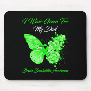 Butterfly I Wear Green For My Dad Brain Disabiliti Mouse Mat