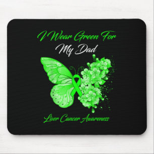 Butterfly I Wear Green For My Dad Liver Cancer Awa Mouse Mat