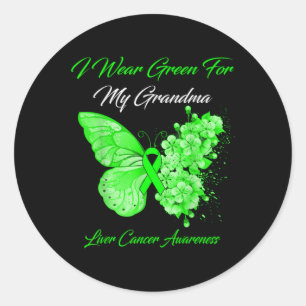 Butterfly I Wear Green For My Grandma Liver Cancer Classic Round Sticker