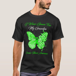 Butterfly I Wear Green For My Grandpa Chronic Illn T-Shirt