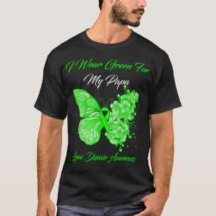 Butterfly I Wear Green For My Papa Lyme Disease Aw T-Shirt