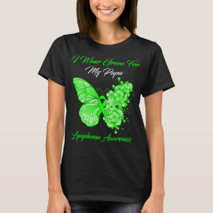 Butterfly I Wear Green For My Papa Lymphoma  T-Shirt