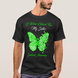 Butterfly I Wear Green For My Sister Scoliosis Awa T-Shirt