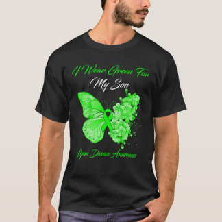 Butterfly I Wear Green For My Son Lyme Disease Awa T-Shirt