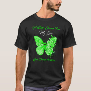 Butterfly I Wear Green For My Son Lyme Disease Awa T-Shirt
