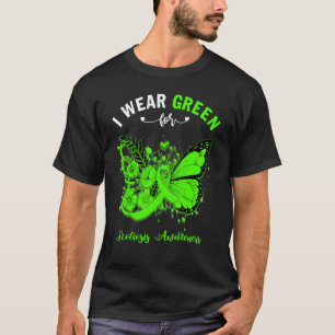 Butterfly I Wear Green For Scoliosis Awareness T-Shirt