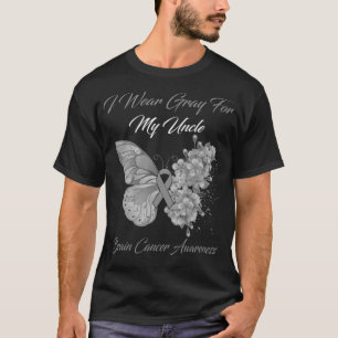 Butterfly I Wear Grey For My Uncle Brain Cancer Aw T-Shirt