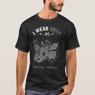 Butterfly I Wear Grey For Narcolepsy Awareness T-Shirt